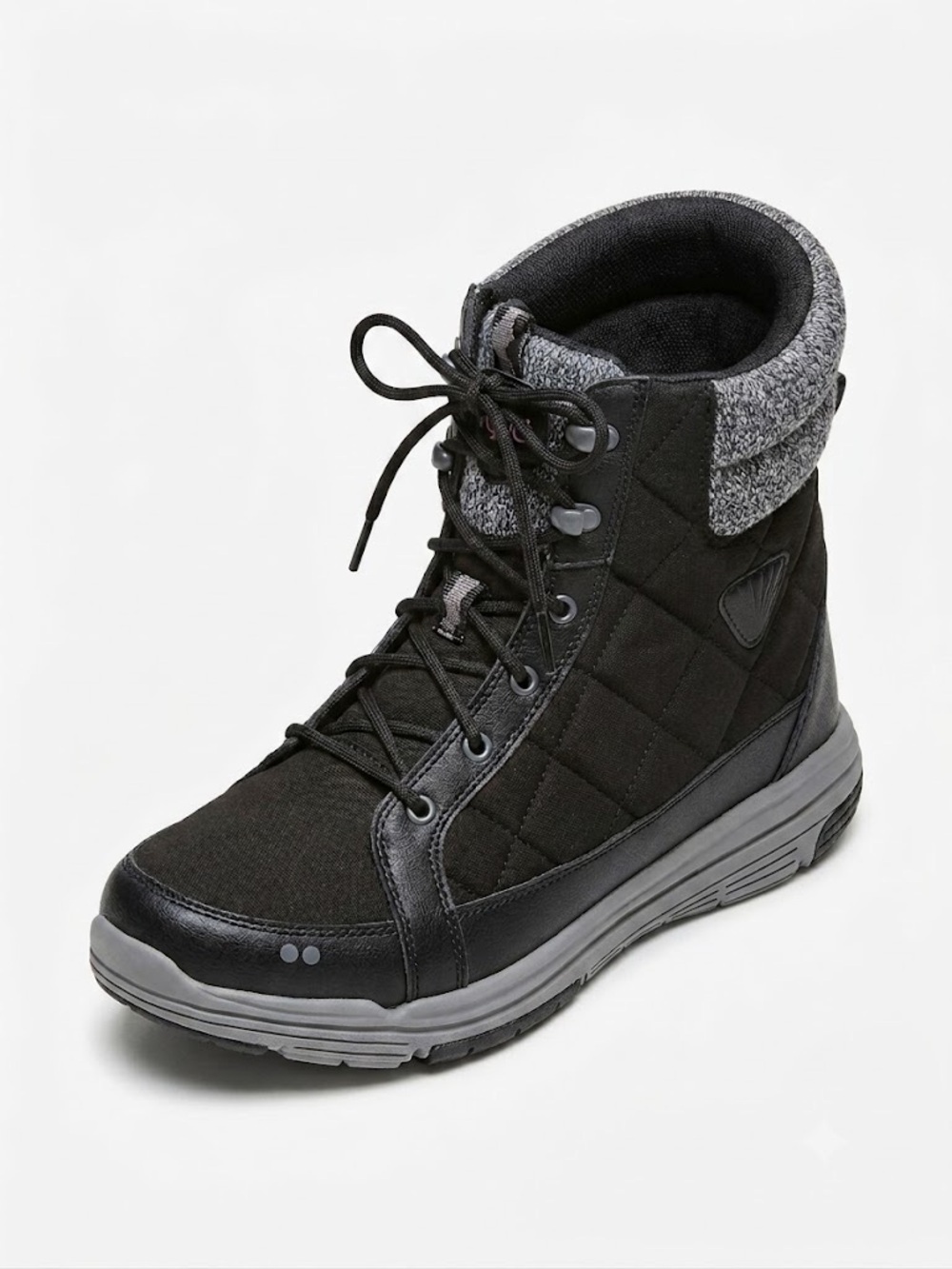 Ryka Aurora Winter Boots Womens Size 8 Black Gray Lace Up Comfort Hiking Shoes